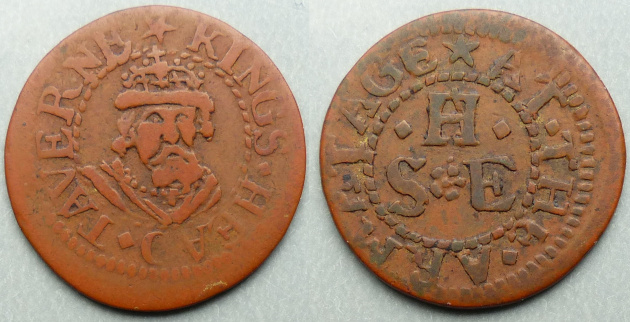 The Hermitage (Wapping), S H (E) KINGS HEAD TAVERNE farthing